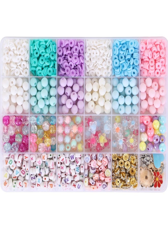 Ambitieux All-in-One Bracelet Making Kit for Girls - 24 Grid Jewelry Set with 1000+ Beads, Alphabet Letters, Charms, Jump Rings, Tools & 2 Elastic Rolls - DIY Jewellery Craft Kit for Kids Age 6-12(Clay With 8mm) - Image 5